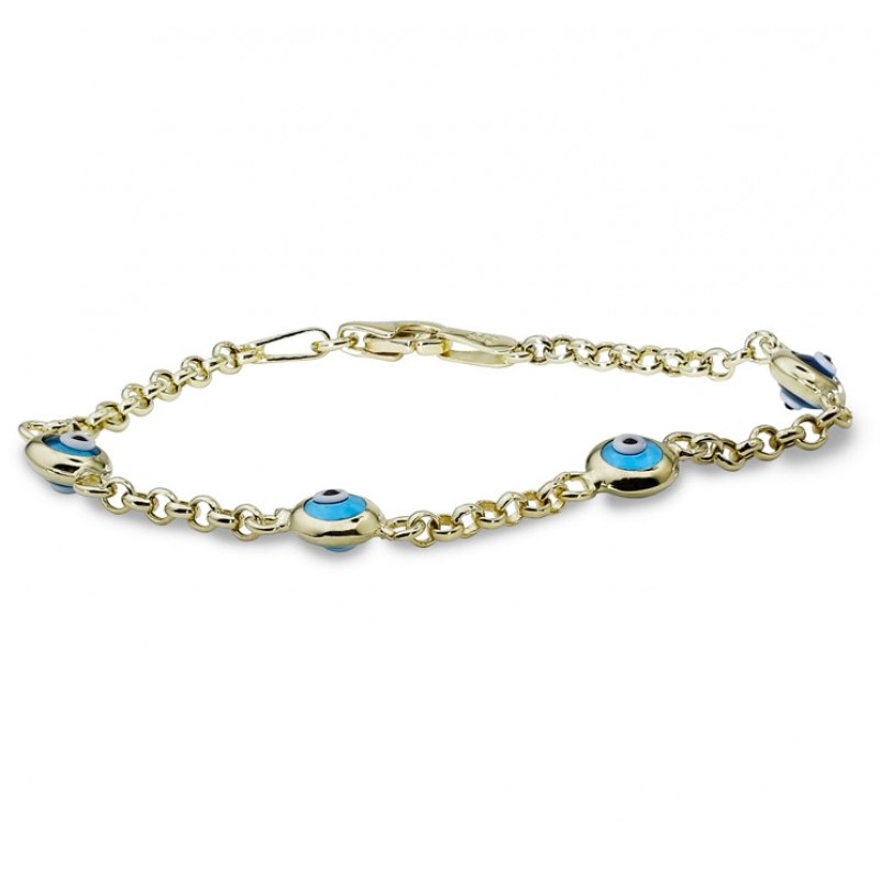 4 Boncuklu Altın Künye CSR056 ÇOCUK ALTIN KÜNYE