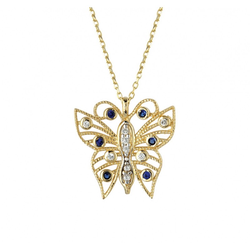 Kelebek Motifli Altın Kolye KLF189 Yatırımım