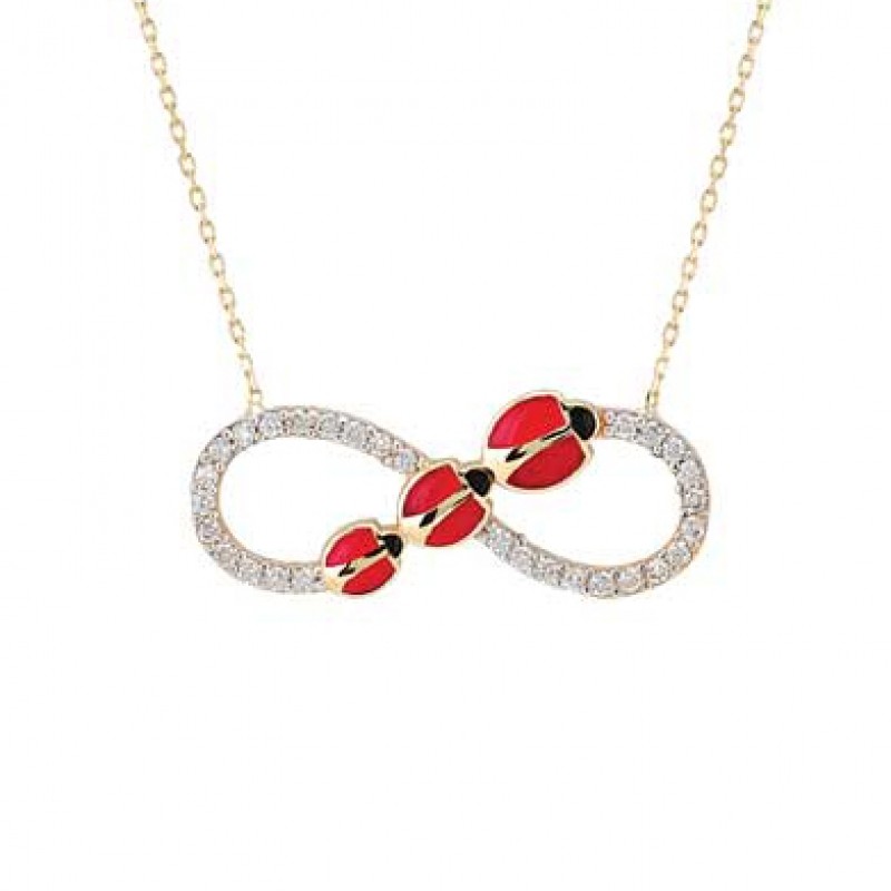 Üç Uğur Böceği Sonsuzluk Kolyesi KLF577 Yatırımım