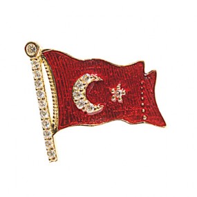Türk Bayraklı Altın Rozet 17mm*20mm*9mm