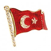 Türk Bayraklı Altın Rozet 20mm*20mm*10mm