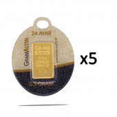 5 Adet 0,5 gr 24 Ayar İAR Gram Külçe Altın